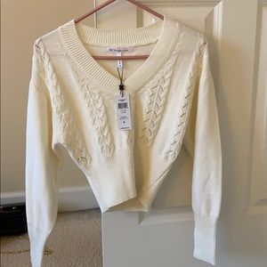 BCBGeneration Puff Sleeve Cotton Blend Sweater